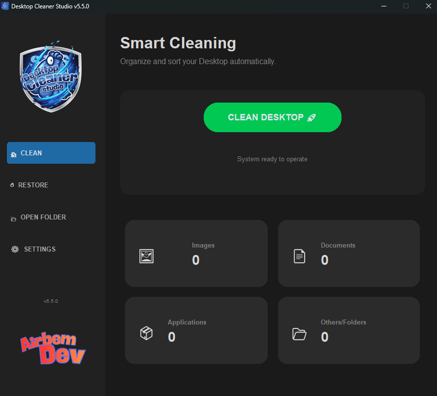 Desktop Cleaner Studio Interface